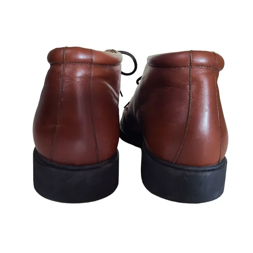 Magnanni Men's size 9 Brown Leather Moc Toe Lace Up Chukka Dress Shoes